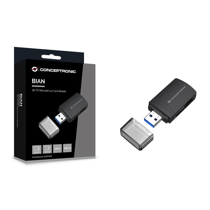 Lector Tarjetas CONCEPTRONIC USB-A 3.0 Negro (BIAN06B)