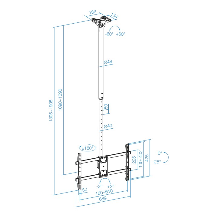 Soporte Techo TOOQ 43-86" Gira/Inc. (LPCE1186TSLI-XL-B)