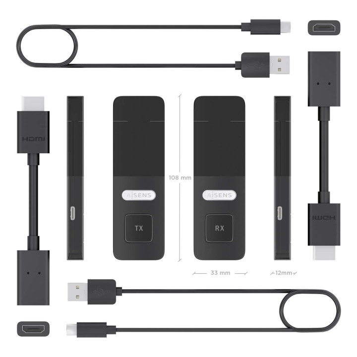Adaptador AISENS Inalámbrico HDMI (ASWL-H2K30M001-BK)