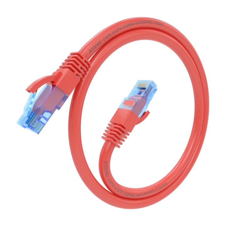 Cable AISENS RJ45 Cat.6 UTP CCA 25cm Rojo (A135-0785)