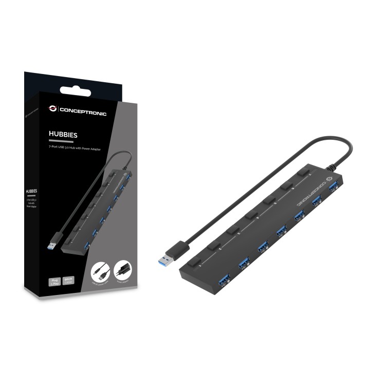 Hub CONCEPTRONIC USB-A 3.0 a 7xUSB-A 3.0 (HUBBIES19BP)
