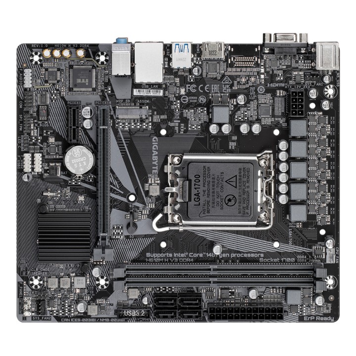 GIGABYTE H610M H V3 DDR4:(1700) 2DDR4 VGA HDMI DVI mATX