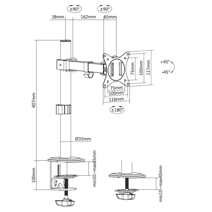 Soporte de Mesa EQUIP 17"-32" Blanco (EQ650166)