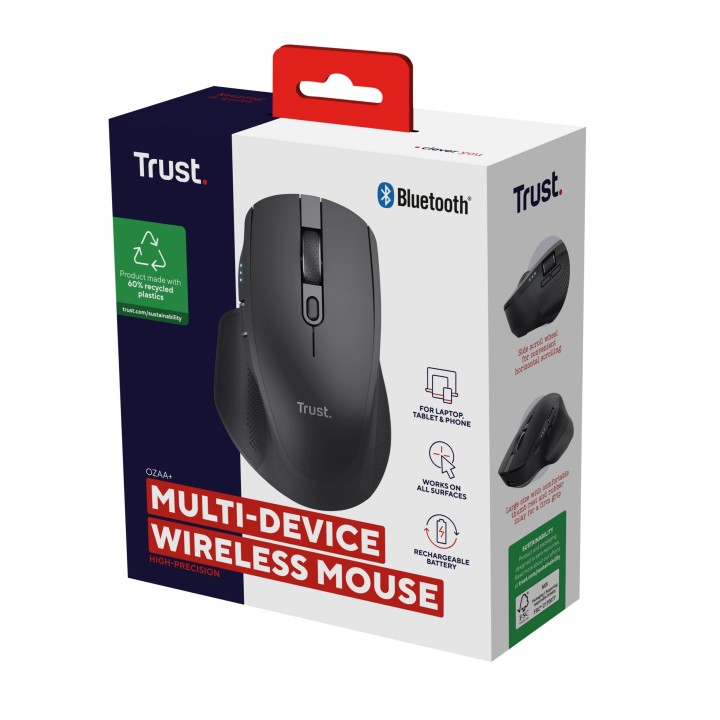 Ratón Trust Ozaa+ Óptico RF/Bluetooth Negro (24820)