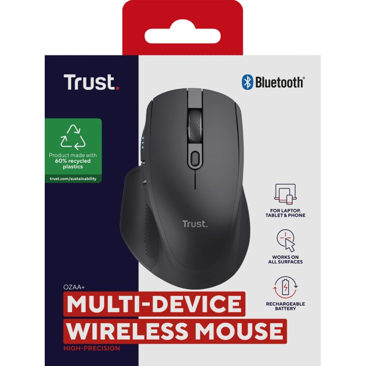 Ratón Trust Ozaa+ Óptico RF/Bluetooth Negro (24820)