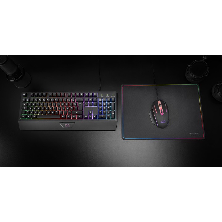 Pack Mars Gaming T+Ratón+Alfombrilla Negro (MCP124ES)