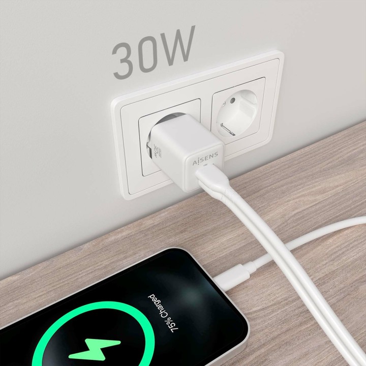 Cargador de Pared AISENS 30W Blanco (ASCH-30W2P037-W)