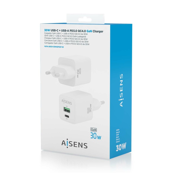 Cargador de Pared AISENS 30W Blanco (ASCH-30W2P037-W)