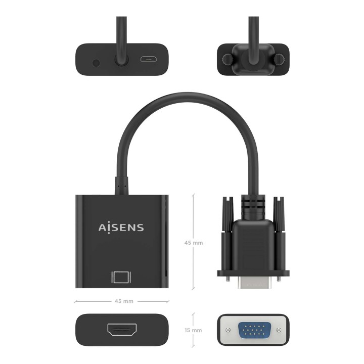 Conversor AISENS VGA/M a HDMI/3.5mm/mUSB/H (A115-0873)