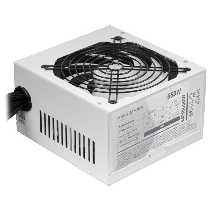 Fuente Mars Gaming ATX 650W PFC 85% Blanca (MPIII650W)