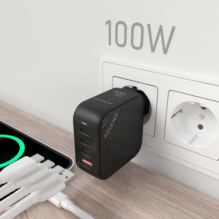 Cargador Pared AISENS 1USB-A 3USB-C (ASCH-100W4P029-BK)