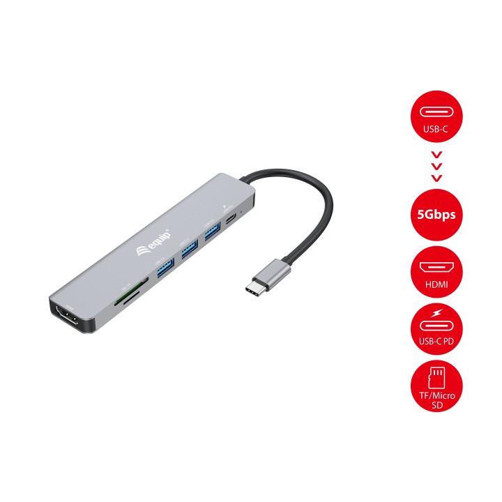 Dock Station EQUIP USB-C a HDMI/3USB-A/PD (EQ133494)