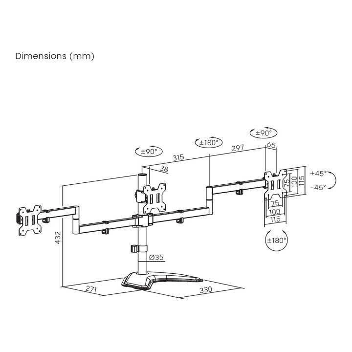 Soporte Mesa AISENS 3 Monitores 13"-27" (DT27TSR-287)