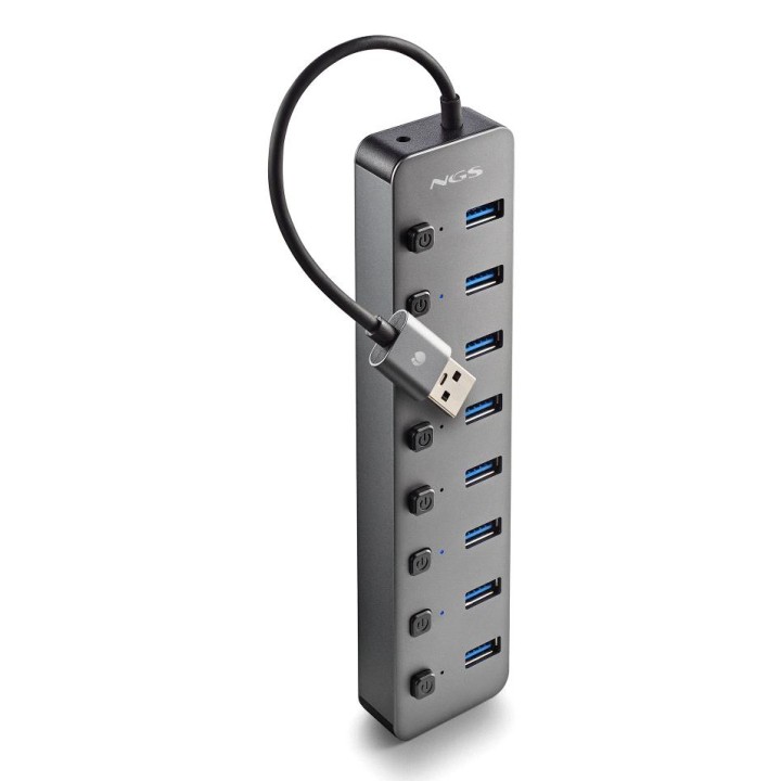 Hub NGS USB-A 2.0 a 8xUSB-A 3.0 Gris (IHUB8)