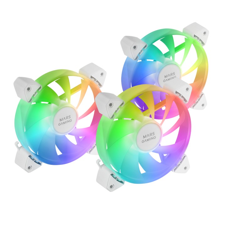 Ventilador Mars Gaming ARGB 12x12cm Blanc Kit 3 (MF3AW)