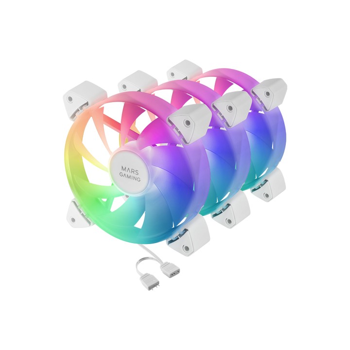 Ventilador Mars Gaming ARGB 12x12cm Blanc Kit 3 (MF3AW)