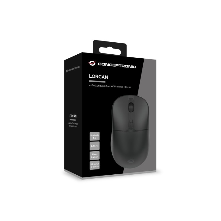 Ratón CONCEPTRONIC RF Bluetooth Negro (LORCAN04B)