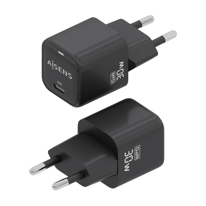 Cargador AISENS GaN 30W 1USB-C Negro (ASCH-30W1P019-BK)