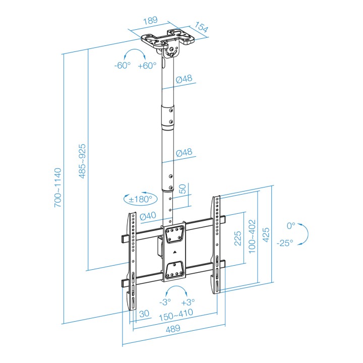Soporte Techo TOOQ 43-86" Gira/Inclina (LPCE1186TSLI-B)