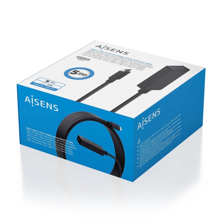 Cable AISENS USB-C/M a USB-C/H 5m Negro (A107-0869)