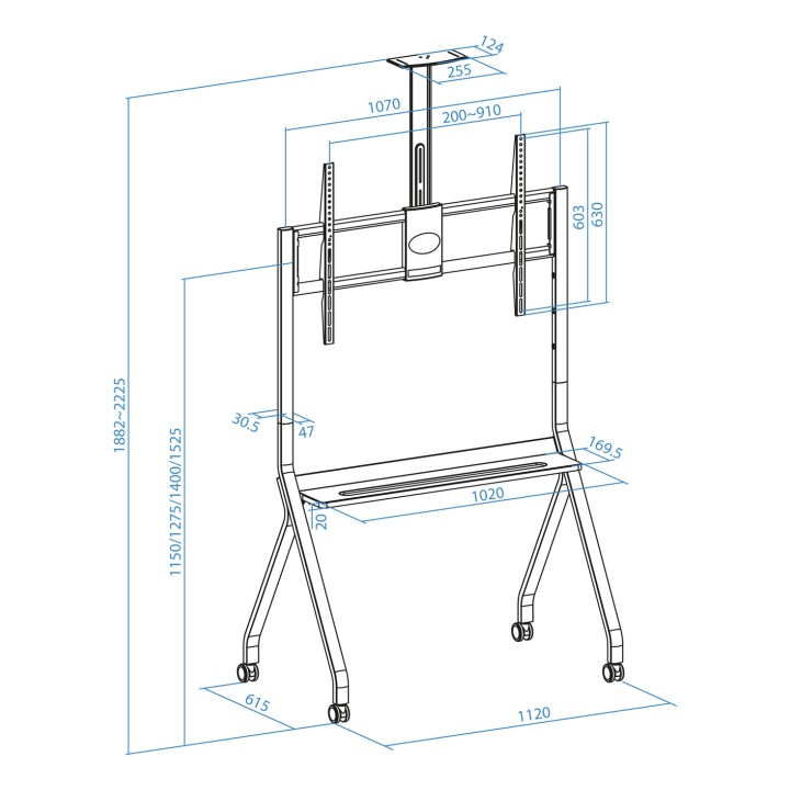Soporte Suelo TOOQ con Ruedas 55"-100" (FS20208M-B)