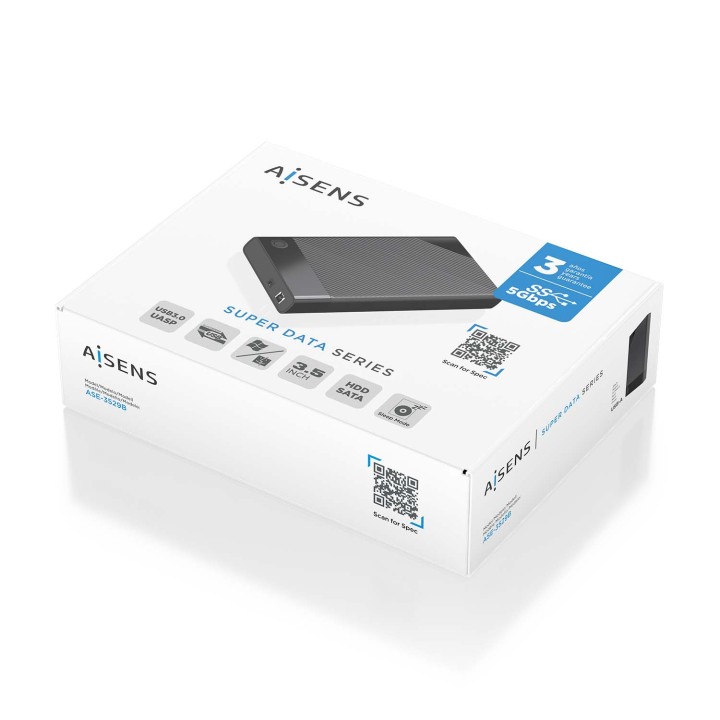 Caja AISENS HDD 3.5" SATA USB 2.0/3.1 Negro (ASE-3529B)
