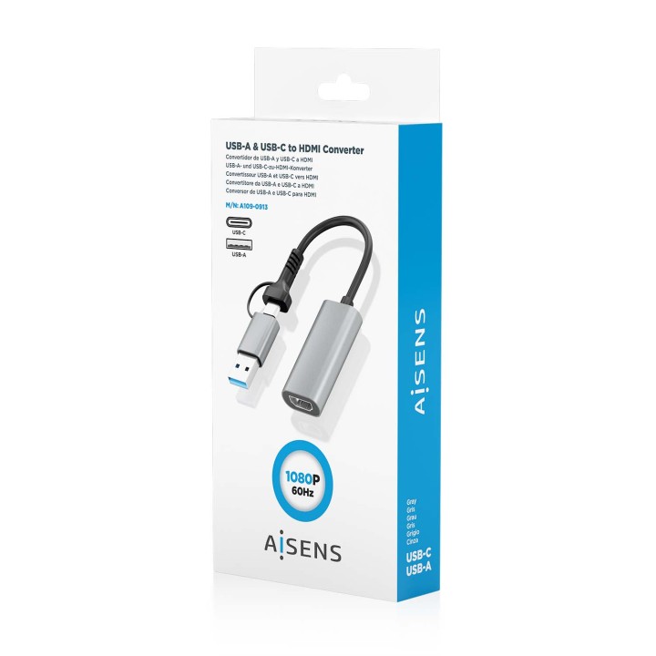 Conversor AISENS USB-A/C/M a HDMI/H 12cm (A109-0913)