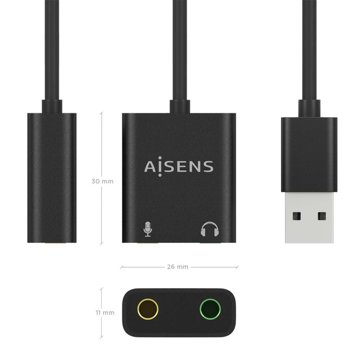 Tarjeta de Sonido AISENS USB/M-2x3.5mm/H (A106-0769)