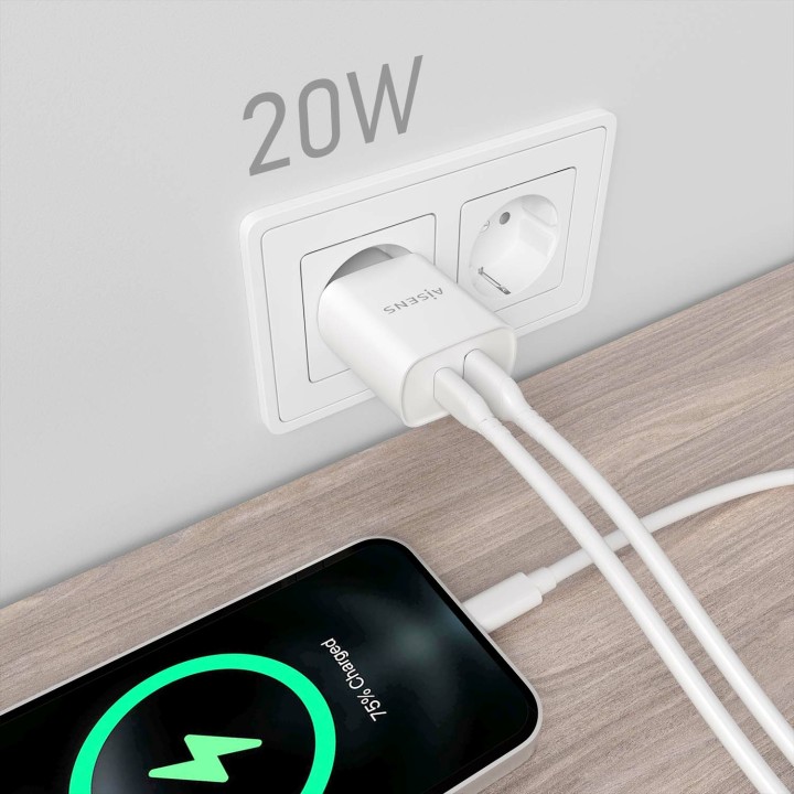 Cargador Pared AISENS 1xUSB-C 1xUSB-A 20W (A110-0754)