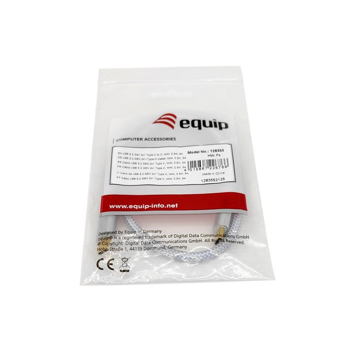 Cable EQUIP USB-C/M a USB-C/M 1m 100W Blanco (EQ128356)