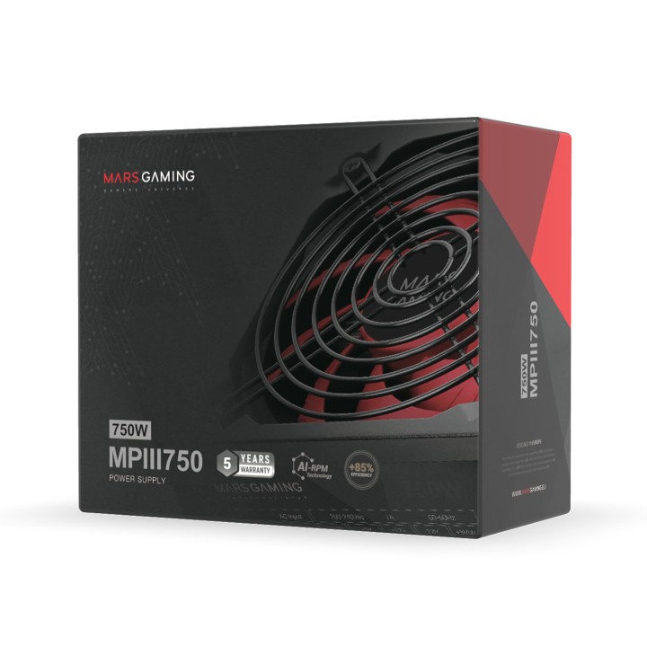 Fuente Mars Gaming ATX 750W PFC 85% Negra (MPIII750)
