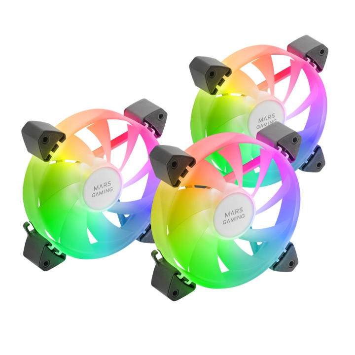 Ventilador Mars Gaming ARGB 12x12cm Negro Kit 3 (MF3A)
