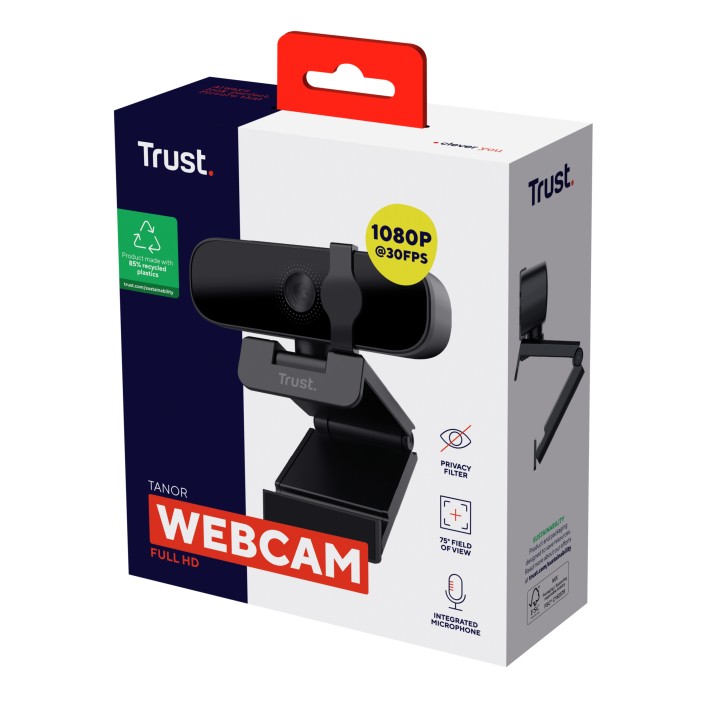 WebCam Trust Tanor FHD USB Cable 1.5m Negra (25548)