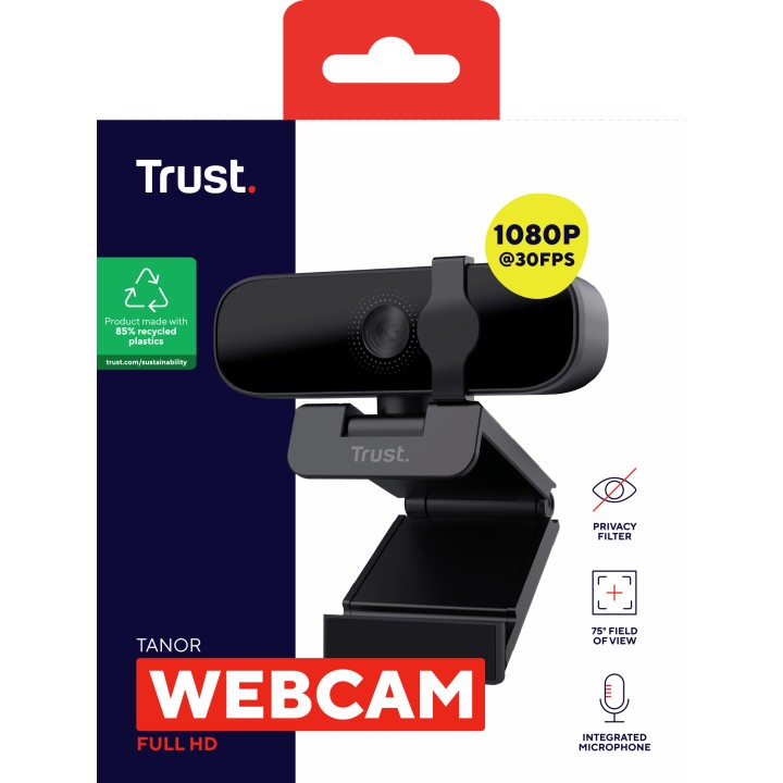 WebCam Trust Tanor FHD USB Cable 1.5m Negra (25548)