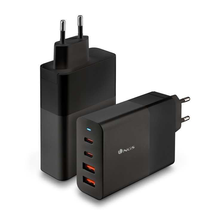 Cargador Pared NGS 2xUSB-C 2xUSB-A 100W Negro (BUD100W)