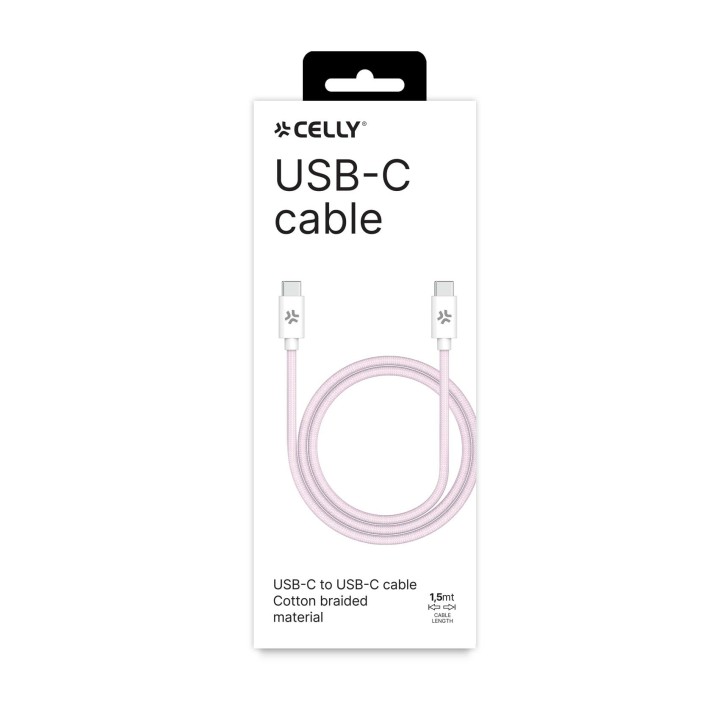 Cable CELLY USB-C a USB-C 1.5m Rosa (USBCUSBCCOTTPK)