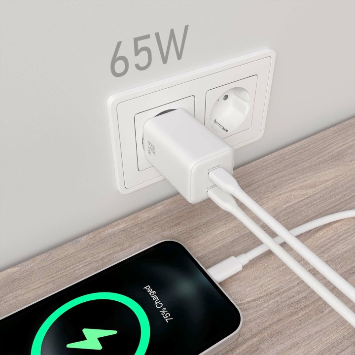 Cargador AISENS 2xUSB-C 65W Blanco (ASCH-65W2P039-W)