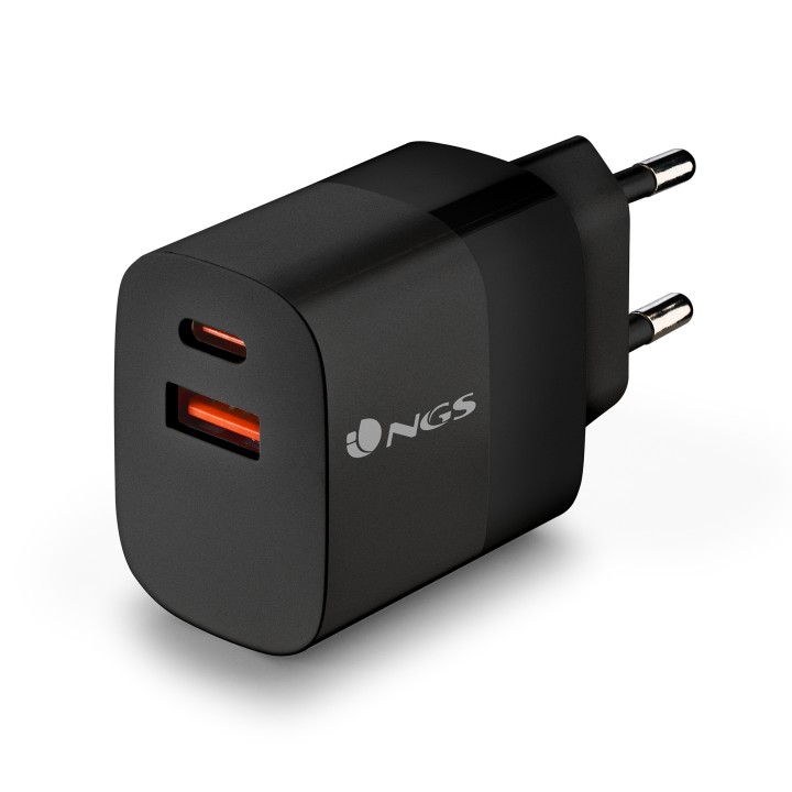 Cargador Pared NGS 1xUSB-C 1xUSB-A 33W Negro (BUD33W)