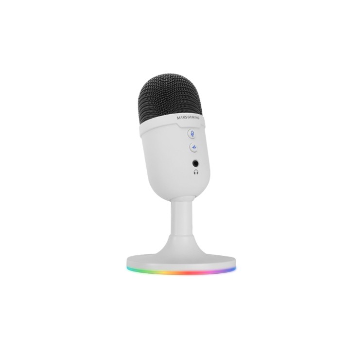 Micrófono Mars Gaming ARGB 3.5mm USB Blanco (MMICCXW)
