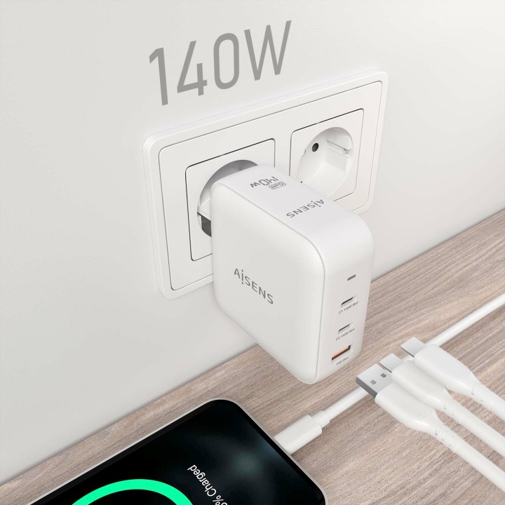 Cargador Pared AISENS 1USB-A 2USB-C (ASCH-140W3P030-W)