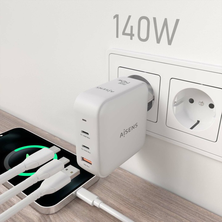 Cargador Pared AISENS 1USB-A 2USB-C (ASCH-140W3P030-W)