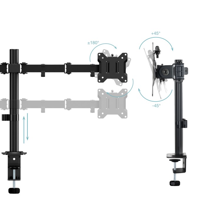 Soporte Mesa TooQ Gira/Inclina 17-27" Negro(DB1802TN-B)