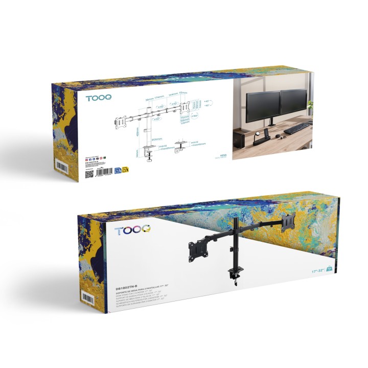 Soporte Mesa TooQ Gira/Inclina 17-27" Negro(DB1802TN-B)