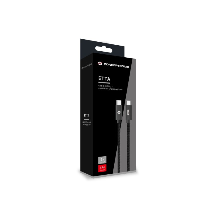 Cable CONCEPTRONIC USB-C M/M 240W 1.2m Negro(ETTA03B12)