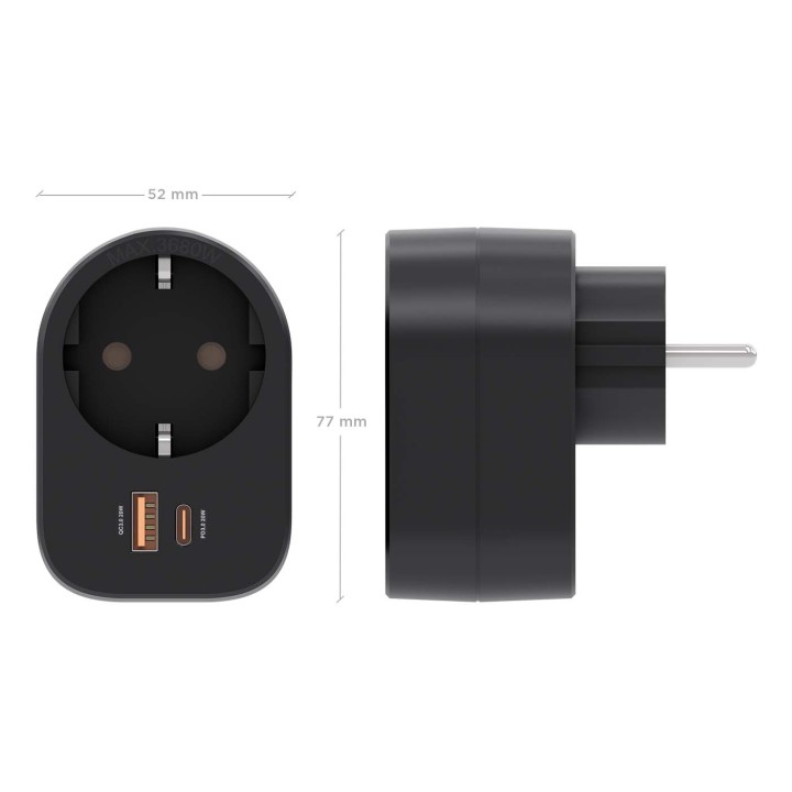 Enchufe AISENS 1Toma 1Usb-C 1Usb-A (ASPS-1A1C07-BK)