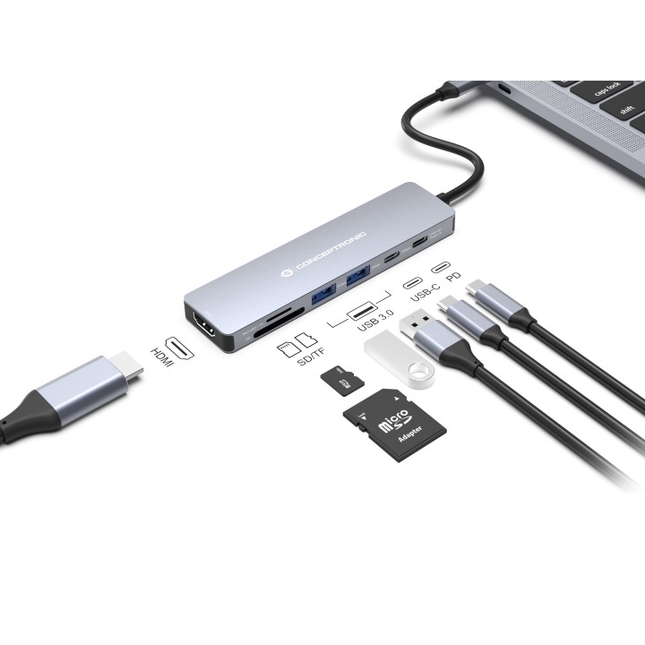 Docking Station CONCEPTRONIC 7en1 USB-C 100W (DONN28G)