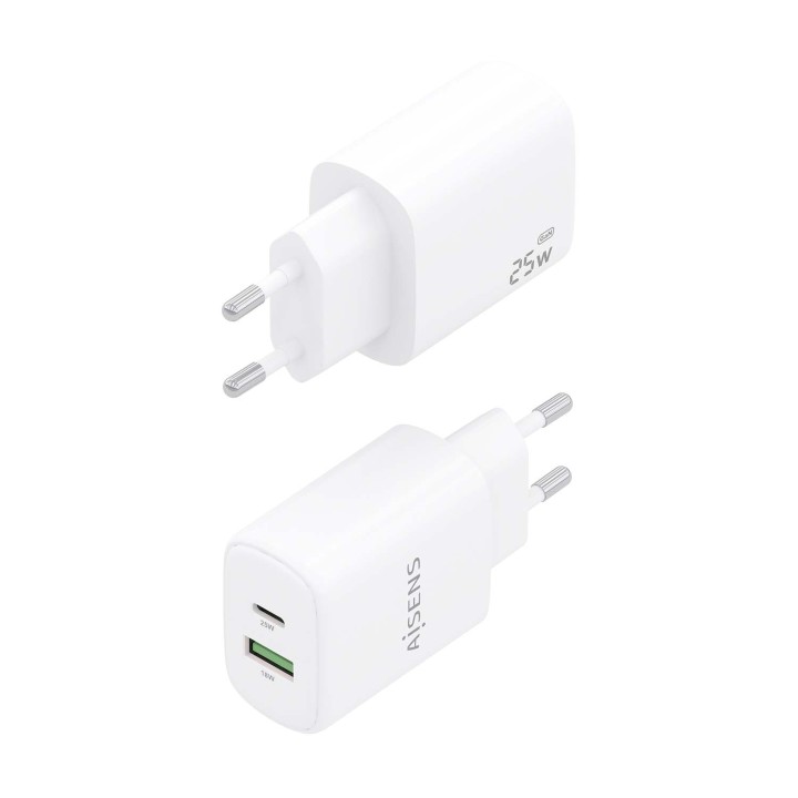 Cargador Pared AISENS Usb-C/Usb-A 25W Blanco(A110-0911)