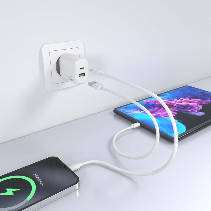 Cargador Pared AISENS Usb-C/Usb-A 25W Blanco(A110-0911)