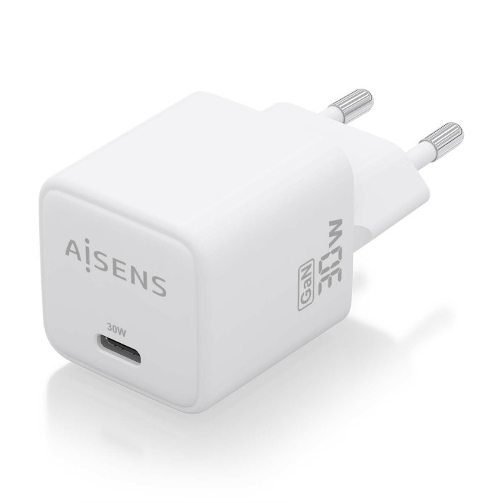 Cargador AISENS GaN 30W 1USB-C Blanco (ASCH-30W1P035-W)