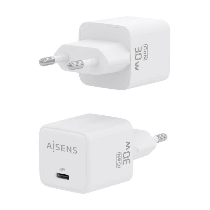 Cargador AISENS GaN 30W 1USB-C Blanco (ASCH-30W1P035-W)